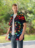 GADZILLE Mens Dinosaur Tie Dye Button Down Shirt Rainbow Size XXXL by Deal US