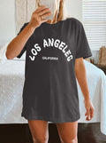 CSDAJIO Vintage Oversized Graphic Tee Women LA Puff Print Grey Size XL by Deal US