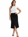 Belle Poque Women's Vintage Wrap Pencil Skirt Knee Length Tummy Control Black M by Deal US