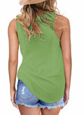 MIHOLL Womens Sleeveless Twist Knot Waffle Knit Tank Top Green Size XX-Large by Deal US