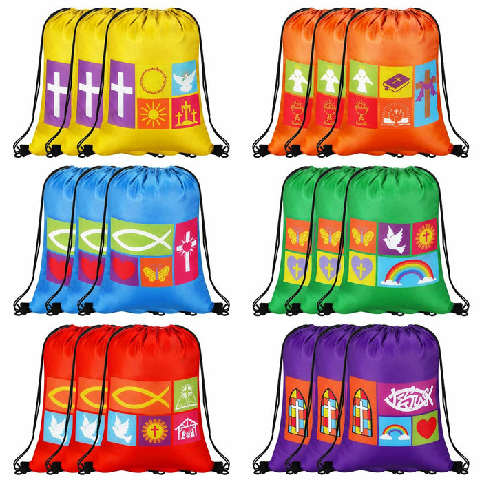 Kacctyen Christian Drawstring Bags 18 Pcs Polyester Multi-color Bulk Gift by Deal US