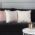 Throw Pillow Covers 18x18in Set of 2 White Fur Gold Embroidered Sequins by Deal US