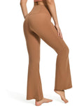 YUNOGA Women’s High Waist Bootcut (Flared) Leggings in Roasted Brown, Size L by Deal US