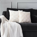 Throw Pillow Covers 18x18in Set of 2 White Fur Gold Embroidered Sequins by Deal US