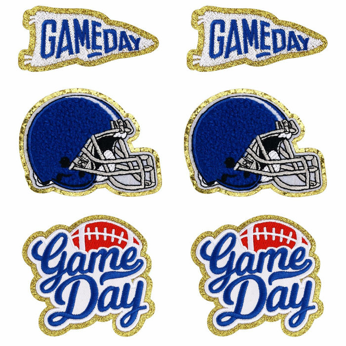Tmtains Football Helmet Iron-On Patches Blue 6Pc Embroidered Game Day by Deal US