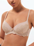 IHOIU Women's Lace Push Up Bra Padded Underwire Convertible Nude Size 36B by Deal US