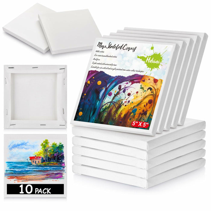 12PCS Mini Canvas and Easel Set 3x3in Cotton Small Square Canvases Art by Deal US