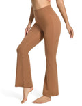 YUNOGA Women’s High Waist Bootcut (Flared) Leggings in Roasted Brown, Size L by Deal US