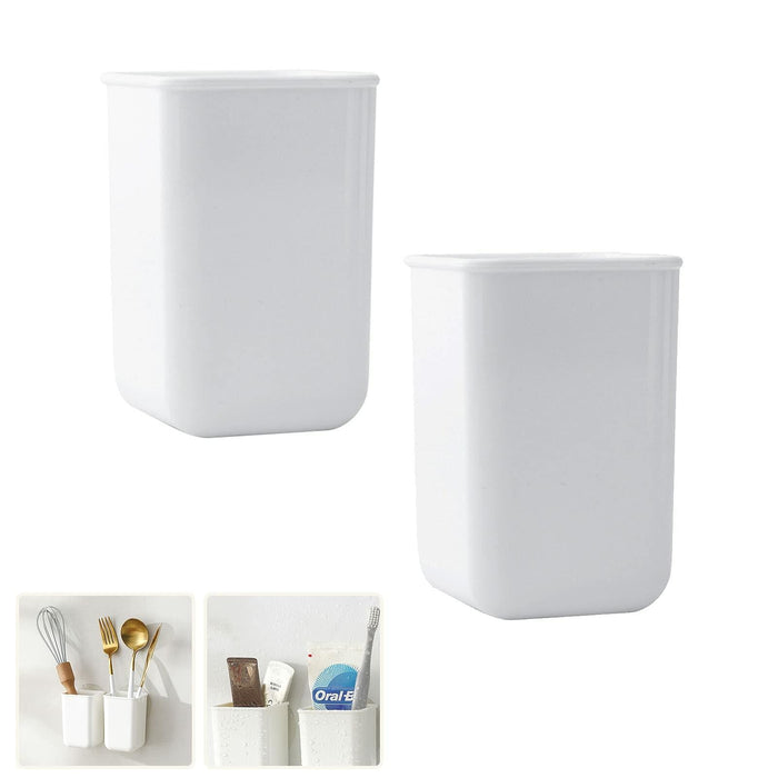 ORIJOYNA 2 Pack Wall Mounted Self-Adhesive Toothbrush Holder White by Deal US