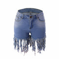 Weigou Women Denim Shorts High Waisted Tassels Frayed Raw Hem Light Blue Size S by Deal US