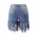 Weigou Women Denim Shorts High Waisted Tassels Frayed Raw Hem Light Blue Size S by Deal US