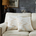 Throw Pillow Covers 18x18in Set of 2 White Fur Gold Embroidered Sequins by Deal US