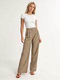 ELLEVEN Wide Leg High Waisted Palazzo Pants Brown Size XXL by Deal US