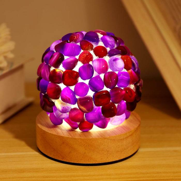 [Like New] Nizrsky Crystal Night Light Home Decor Lamp Purple Agate 0.86lb by Deal US