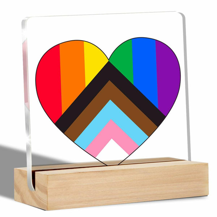 Gay Pride Acrylic Desk Sign with Stand Clear LGBT Equality Plaque by Deal US