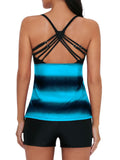 Century Star Tankini Swimsuit Retro Two Pieces Black Blue Size 14-16 by Deal US
