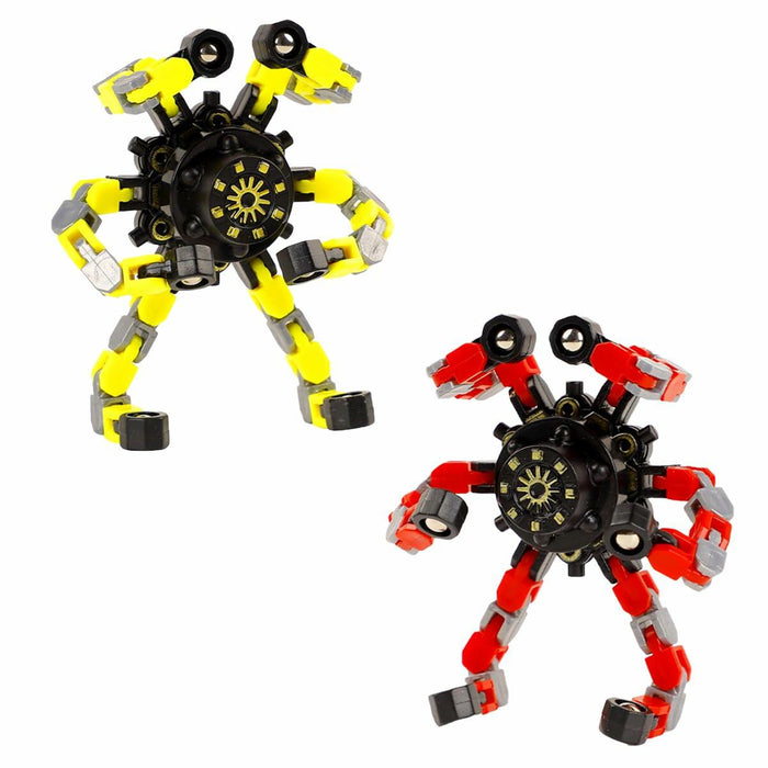 Deformation Fingertip Decompression Mechanical Gyroscope DIY Chain Red+Yellow by Deal US