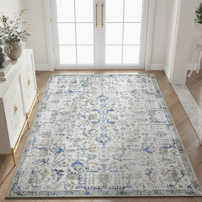 jinchan Area Rug 5x7 Vintage Floral Oriental Washable Non Slip Taupe by Deal US