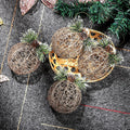 [Like New] Christmas Ball Ornaments 4pc Set Champagne Pinecone Rattan String by Deal US