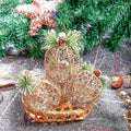 [Like New] Christmas Ball Ornaments 4pc Set Champagne Pinecone Rattan String by Deal US