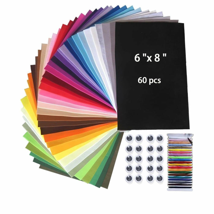 Calefow Felt Fabric Sheets Craft Kit 60PCS 6x8in Multicolor Sewing Modern by Deal US