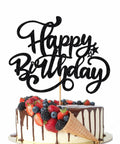 Crseniny Happy Birthday Cake Topper Black Glitter Party Decoration by Deal US