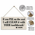 Bathroom Decor Hanging Wood Plaque with Rope Farmhouse Style Wall Sign by Deal US
