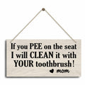 Bathroom Decor Hanging Wood Plaque with Rope Farmhouse Style Wall Sign by Deal US