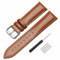 Narako Genuine Calf Leather Watch Band Stainless Steel Buckle 24mm Light Brown by Deal US