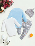 FoWear Baby Boy Easter Outfit Romper Rabbit Print Pants 4PCS Size 0-3M by Deal US