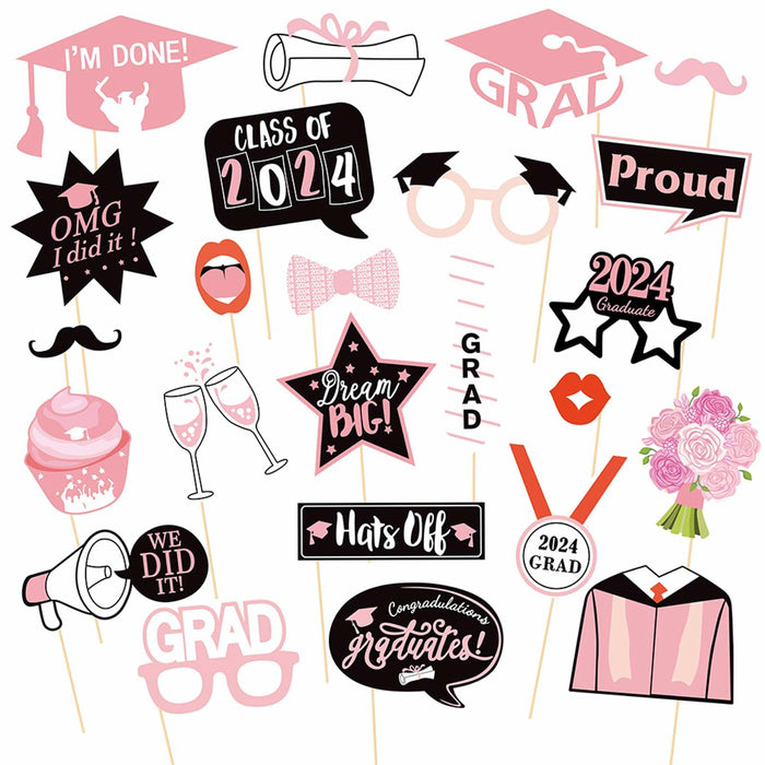 Graduation Photo Booth Props 24Pcs Party Supplies 2024 Class Congrats Grad by Deal US