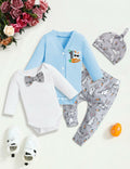 FoWear Baby Boy Easter Outfit Romper Rabbit Print Pants 4PCS Size 0-3M by Deal US