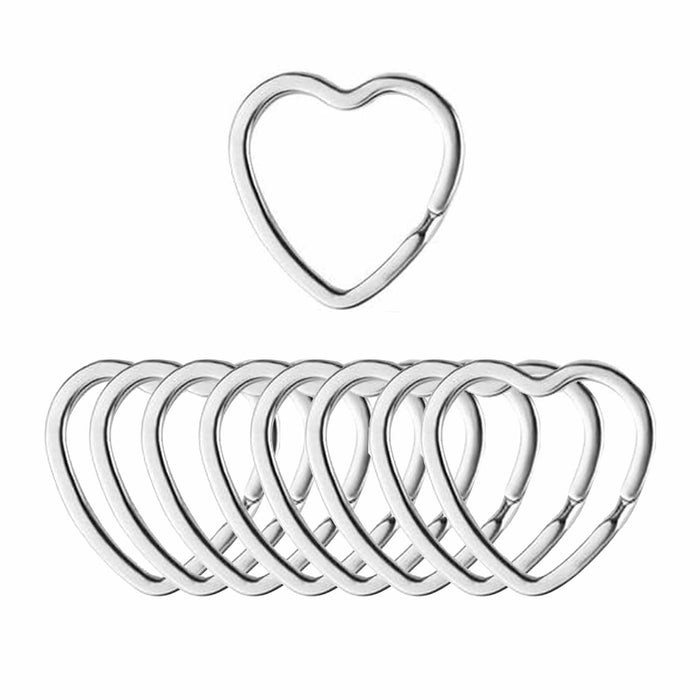 Mandala Crafts 1.2" Silver Heart Metal Key Rings 25 Count by Deal US