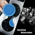 Ohleats 2PCS Car Cup Coaster 2.75" Crystal Rhinestone Silicone Light Blue White by Deal US