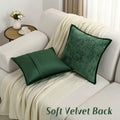 [Like New] FUTEI Dark Green Chenille Throw Pillow Covers Set of 2 26x26 Inch Euro Sham by Deal US