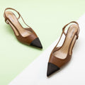 C.Paravano Women's Pointed Toe Slingback Pumps Brown Heels Size 6 by Deal US