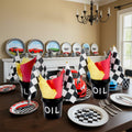 [Like New] HFYZZ Racing Table Centerpieces Set of 8 with Flags Buckets Stickers by Deal US