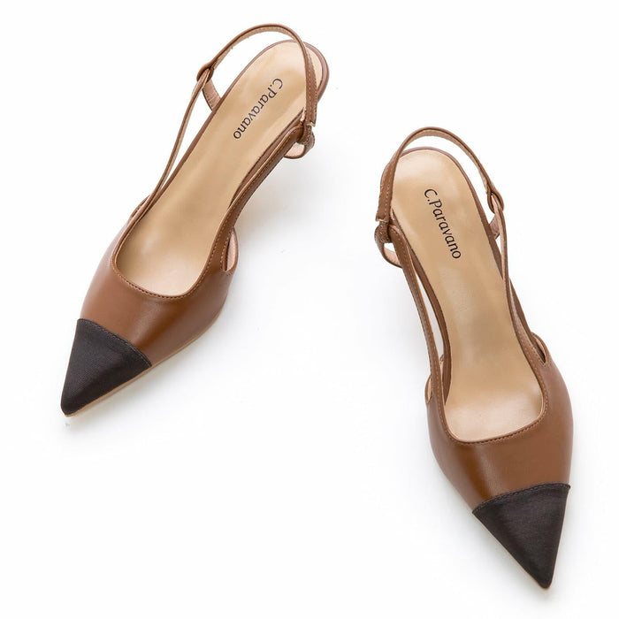 C.Paravano Women's Pointed Toe Slingback Pumps Brown Heels Size 6 by Deal US