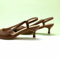 C.Paravano Women's Pointed Toe Slingback Pumps Brown Heels Size 6 by Deal US