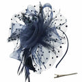 SHUERIET Women Feather Veil Floral Headband Hat Navy by Deal US