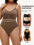 Homma Tummy Control Seamless Shapewear Bodysuit Coffee Size S by Deal US