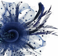 SHUERIET Women Feather Veil Floral Headband Hat Navy by Deal US