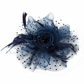 SHUERIET Women Feather Veil Floral Headband Hat Navy by Deal US