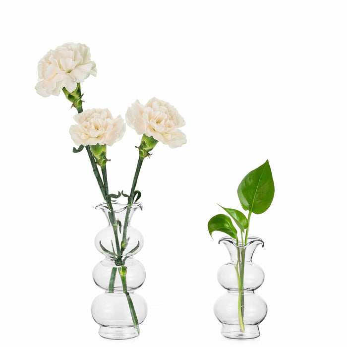 Hewory Glass Bubble Bud Vase Small Clear Glass Flower Vase for Single Stem by Deal US
