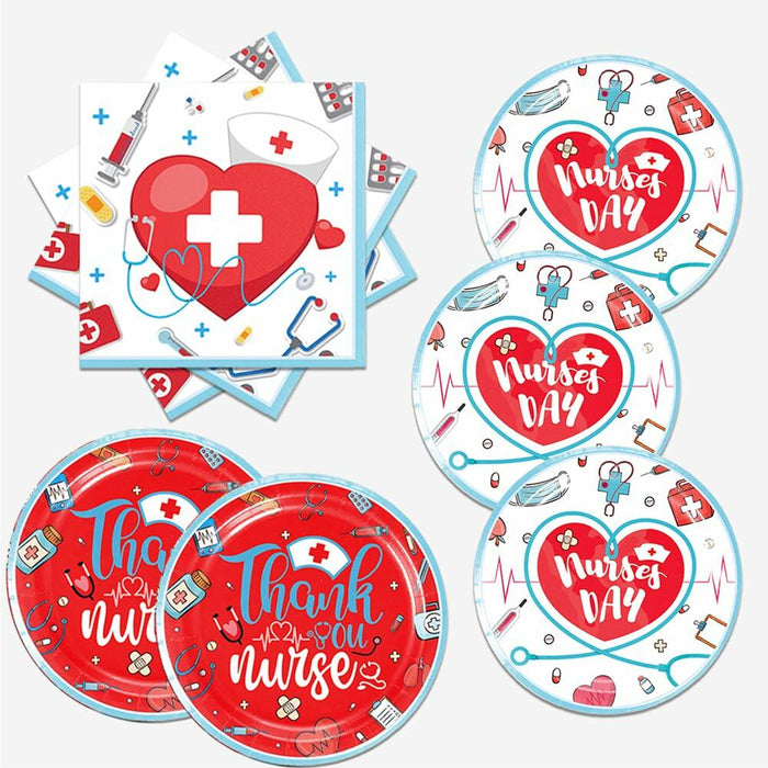 48pcs Nurse Graduation Party Supplies 24 Dessert Plates 24 Napkins by Deal US