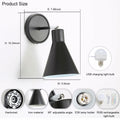 FILIMITIY Battery Operated Modern Dimmable LED RGB Wall Sconce Black by Deal US