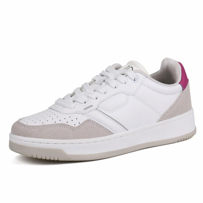JABASIC Women Leather Platform Sneakers Lace-Up White/Sky Blue Size 7 by Deal US