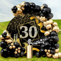 Baocicco 7.5ft 30th Birthday Round Backdrop Black Gold Glitter Ribbon by Deal US