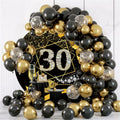 Baocicco 7.5ft 30th Birthday Round Backdrop Black Gold Glitter Ribbon by Deal US