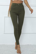 levaca Womens High Waisted Skinny Jeggings Pants with Pockets Army Green Size S by Deal US